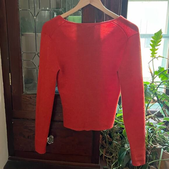 Sarah Spencer Italian Merino Wool Sweater Burnt Orange V-Neck S Made Australia - Picture 10 of 17